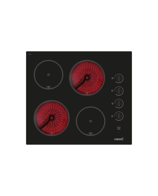 Placa de Vitrocerâmica Cata 604 HVI /C de 4 Zonas e de 59 cm - Preto Preto-3