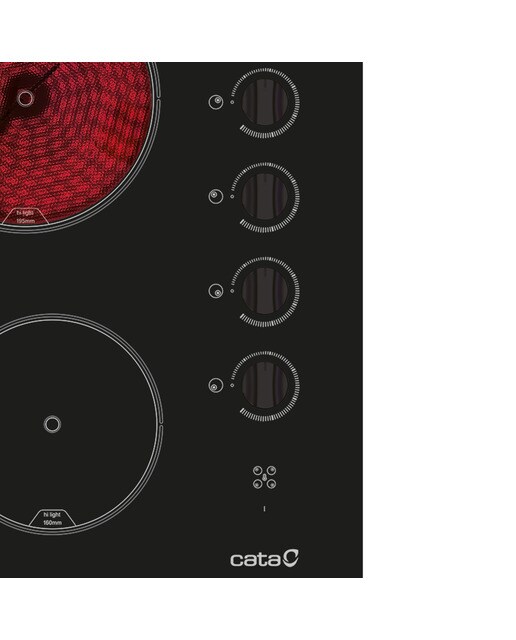 Placa de Vitrocerâmica Cata 604 HVI /C de 4 Zonas e de 59 cm - Preto Preto-4