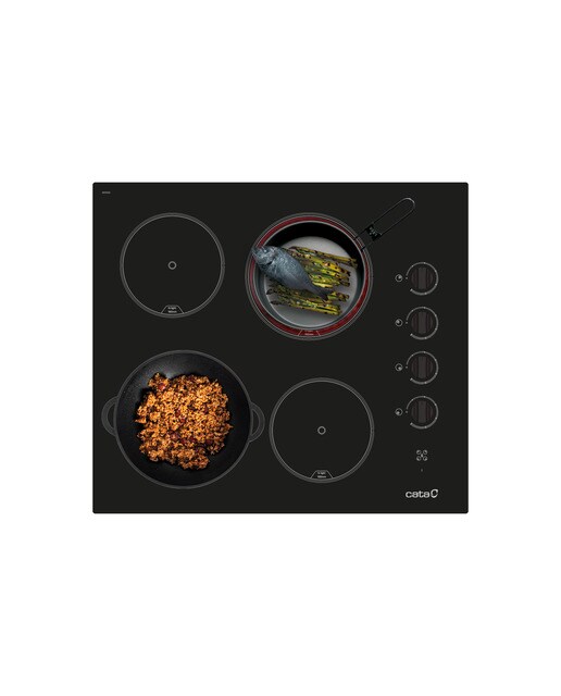 Placa de Vitrocerâmica Cata 604 HVI /C de 4 Zonas e de 59 cm - Preto Preto-5