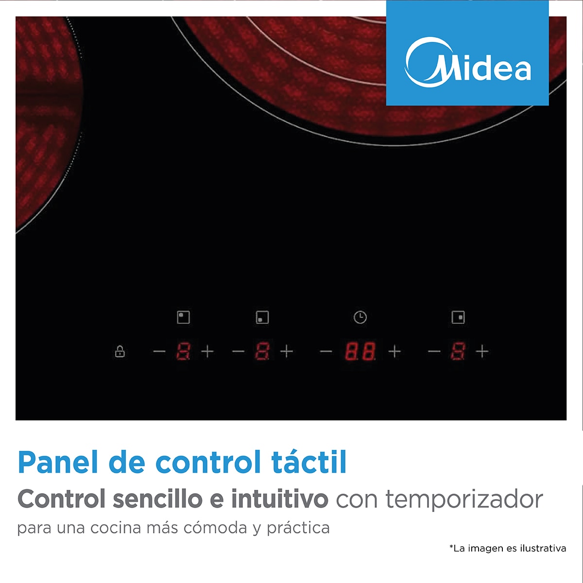 Placa de Vitrocerâmica Midea MCH522T219K0 de 3 Zonas e de 59 cm - Preto Preto-7
