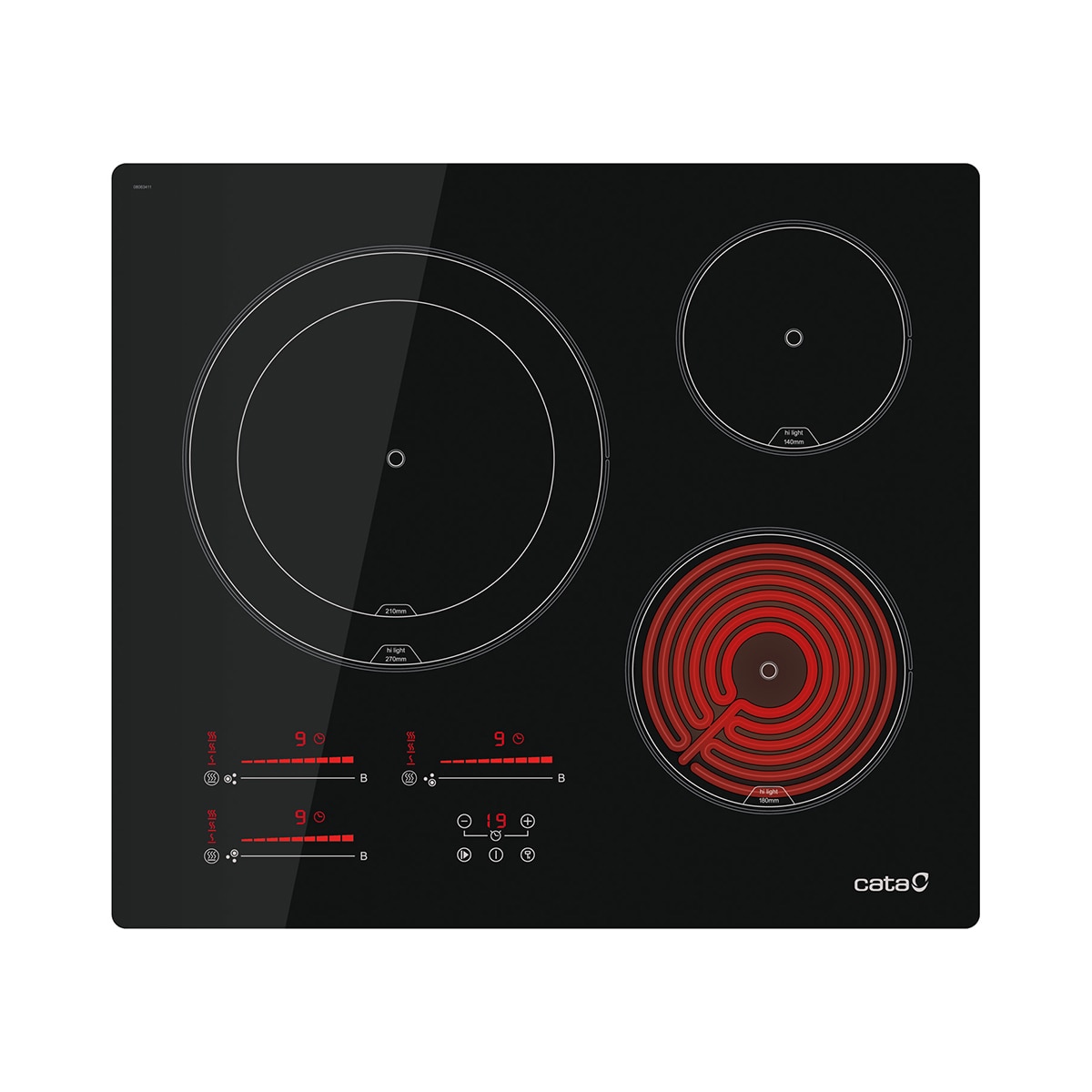 Placa vitroceramica Cata con 3 zonas de cocción - TDM 6003 - Negro Negro-1