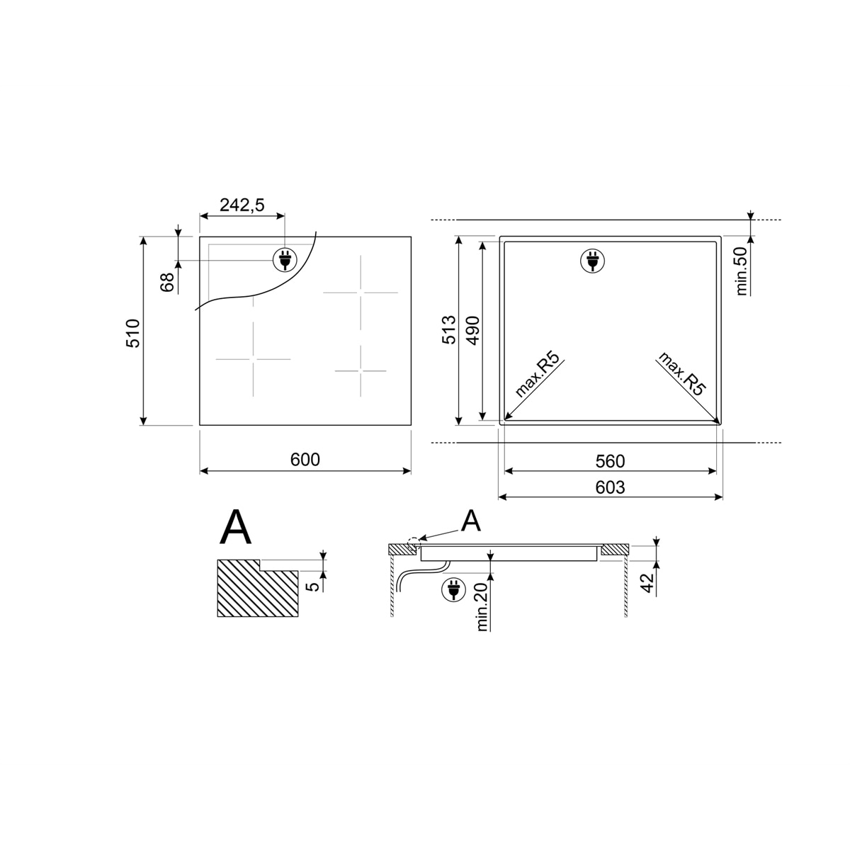 Placa Vitroceramica Smeg 3 zonas - SE263TD1 Negro-6