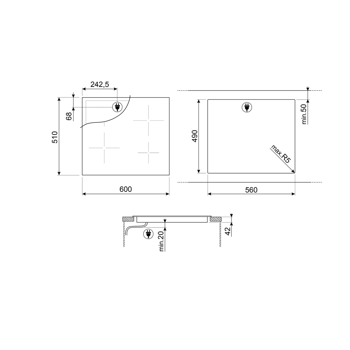 Placa Vitroceramica Smeg 3 zonas - SE263TD1 Negro-7