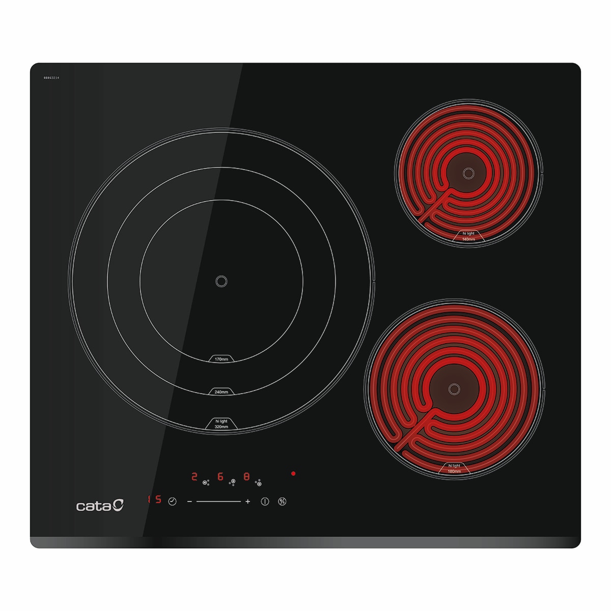 Imagen 1 de Placa Vitrocerámica Cata 9 Niveles de Potencia Regulables, TTS 6032 - Negro Negro
