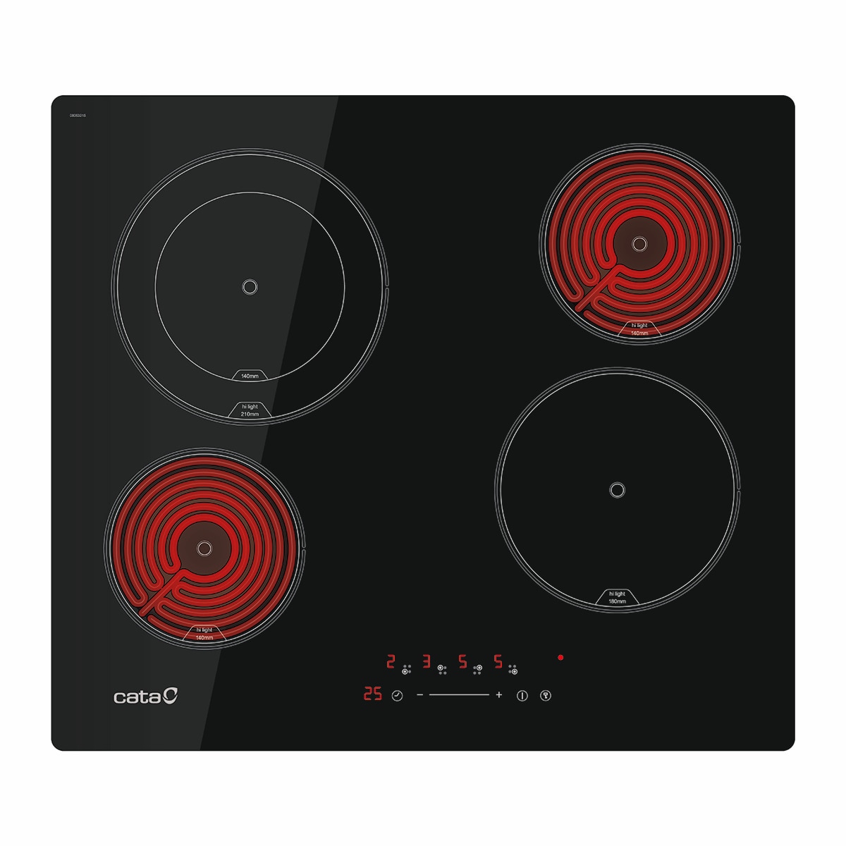 Placa Vitrocerámica Cata 9 Niveles de Potencia Regulables, TT 6004 - Negro Negro-1