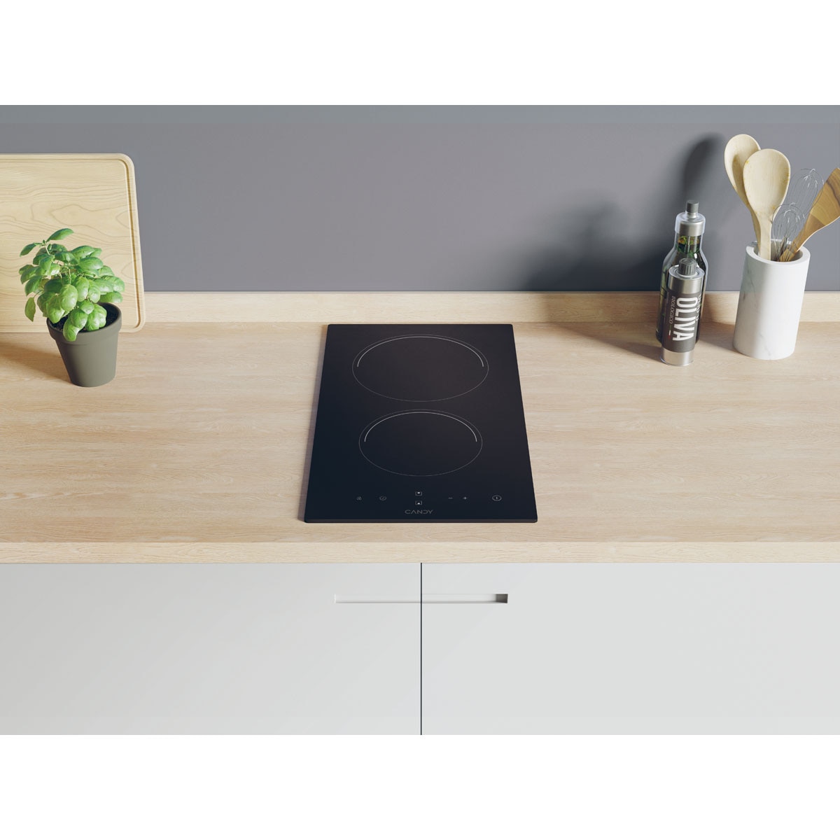 Placa modular vitrocerámica Candy 2 zonas de cocción - CDH30 Negro-4