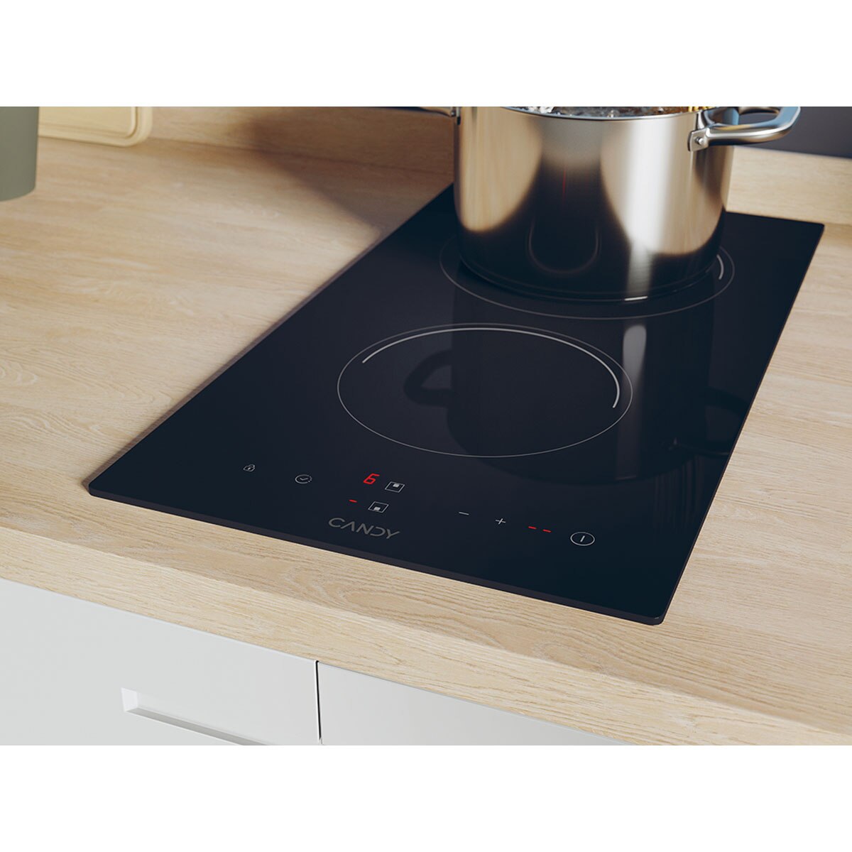 Placa modular vitrocerámica Candy 2 zonas de cocción - CDH30 Negro-7