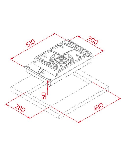 Placa gas Teka 1 quemador - GZC31330 XBA BK Cristal negro-2