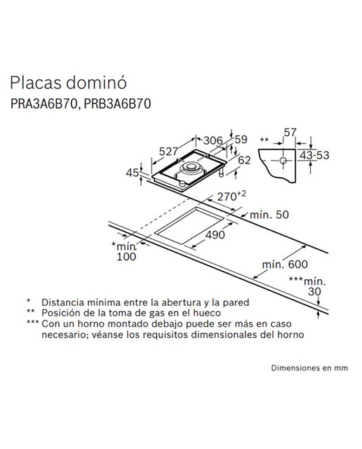 Placa gas Bosch 2 quemadores - PRB3A6B70 Negro-2