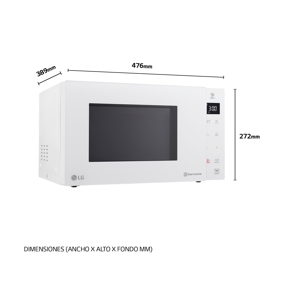 Microondas LG 25 litros, grill, 1.000 w y Smart Inverter - MH6535GDH Blanco-2