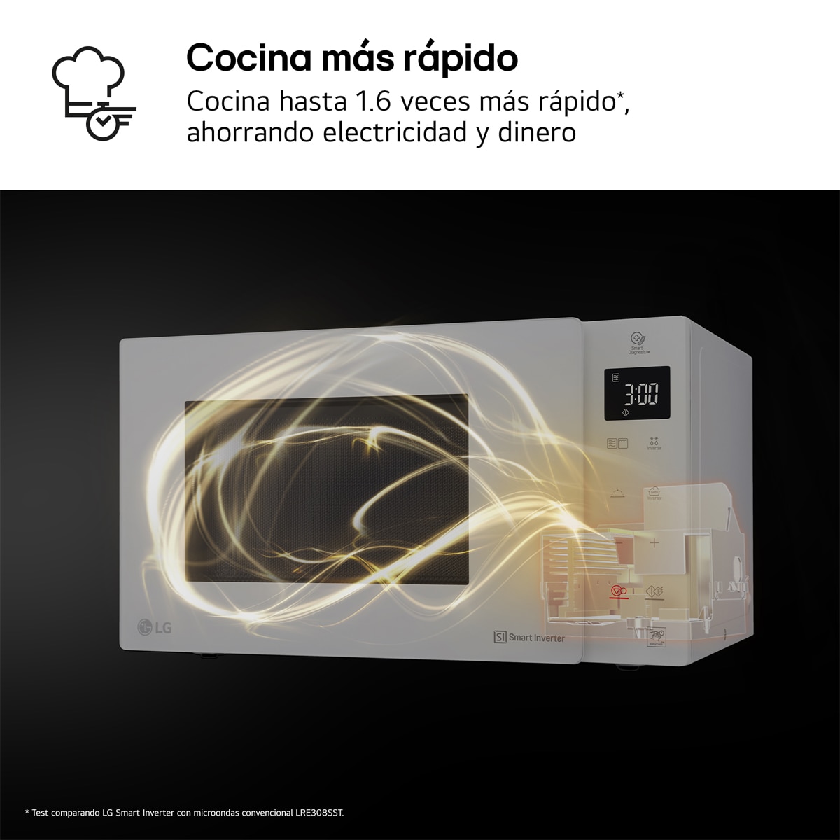 Microondas LG 25 litros, grill, 1.000 w y Smart Inverter - MH6535GDH Blanco-7