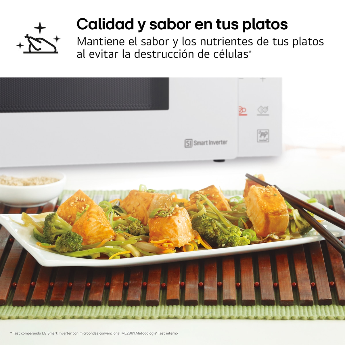 Microondas LG 25 litros, grill, 1.000 w y Smart Inverter - MH6535GDH Blanco-9