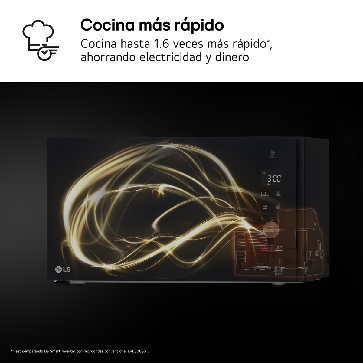Microondas LG  32 litros, grill, 1.200w y Smart Inverter - MH7265DPS Negro-8