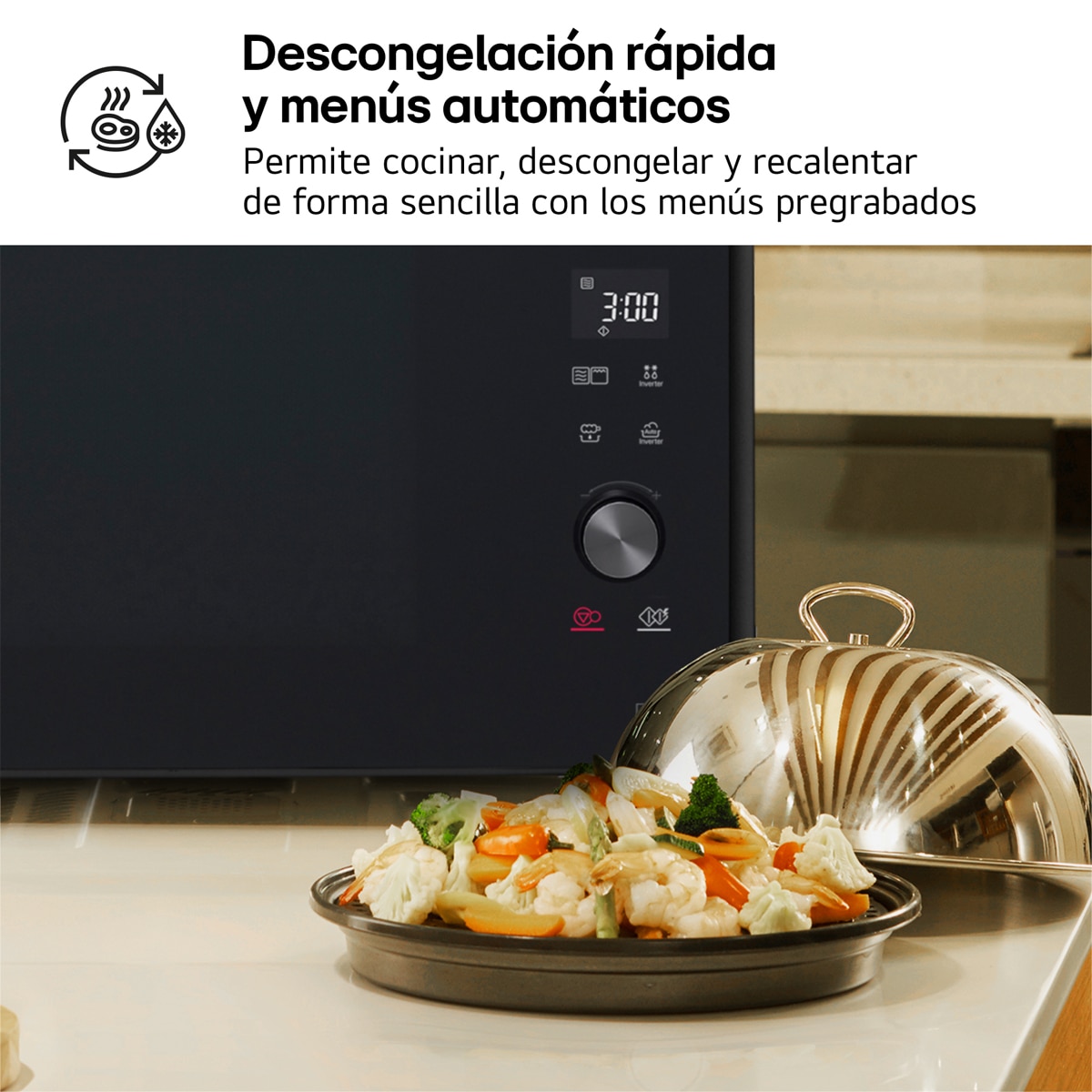 Microondas LG  32 litros, grill, 1.200w y Smart Inverter - MH7265DPS Negro-9