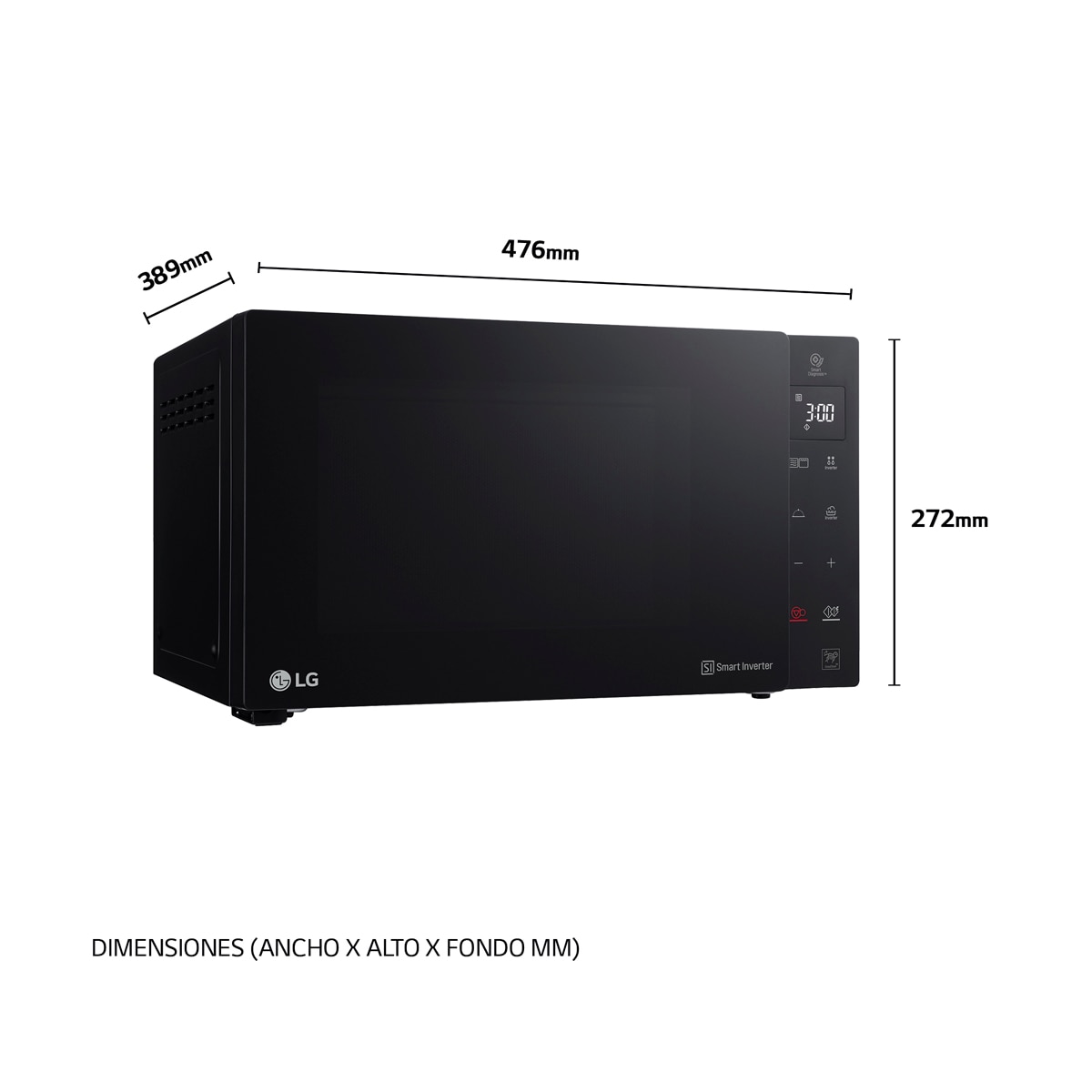 Microondas LG 25 litros, grill, 1.000 w y Smart Inverter - MH6535GDS Negro-2