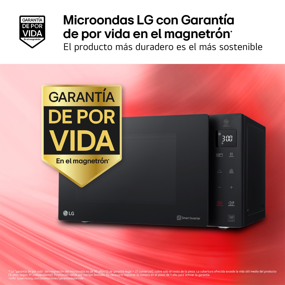 Microondas LG 25 litros, grill, 1.000 w y Smart Inverter - MH6535GDS Negro-4
