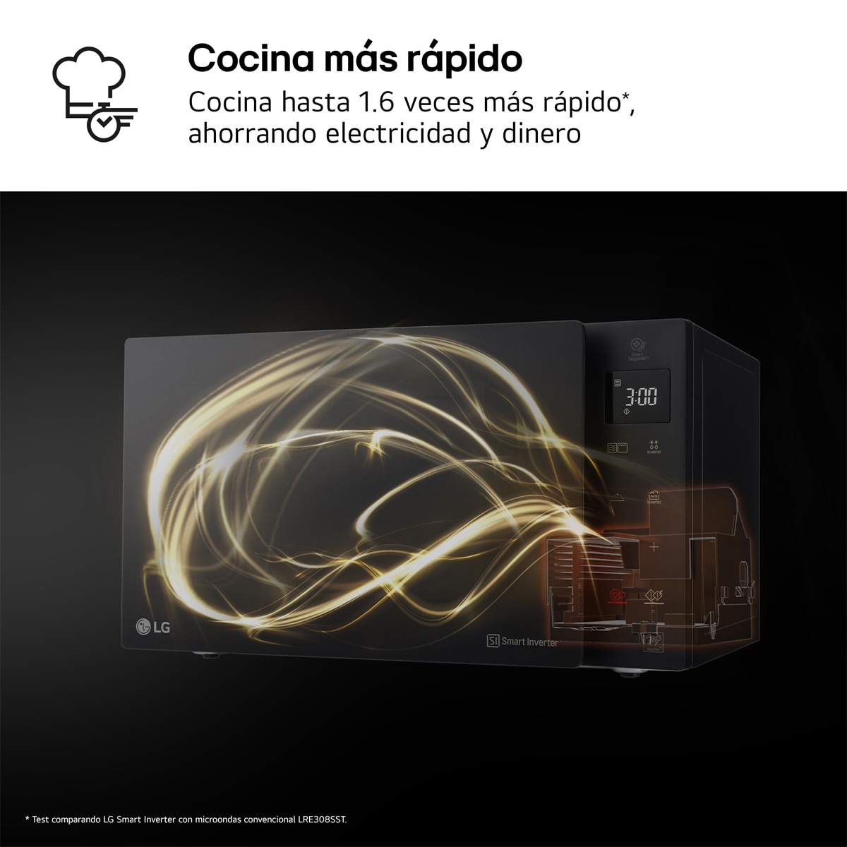 Microondas LG 25 litros, grill, 1.000 w y Smart Inverter - MH6535GDS Negro-7