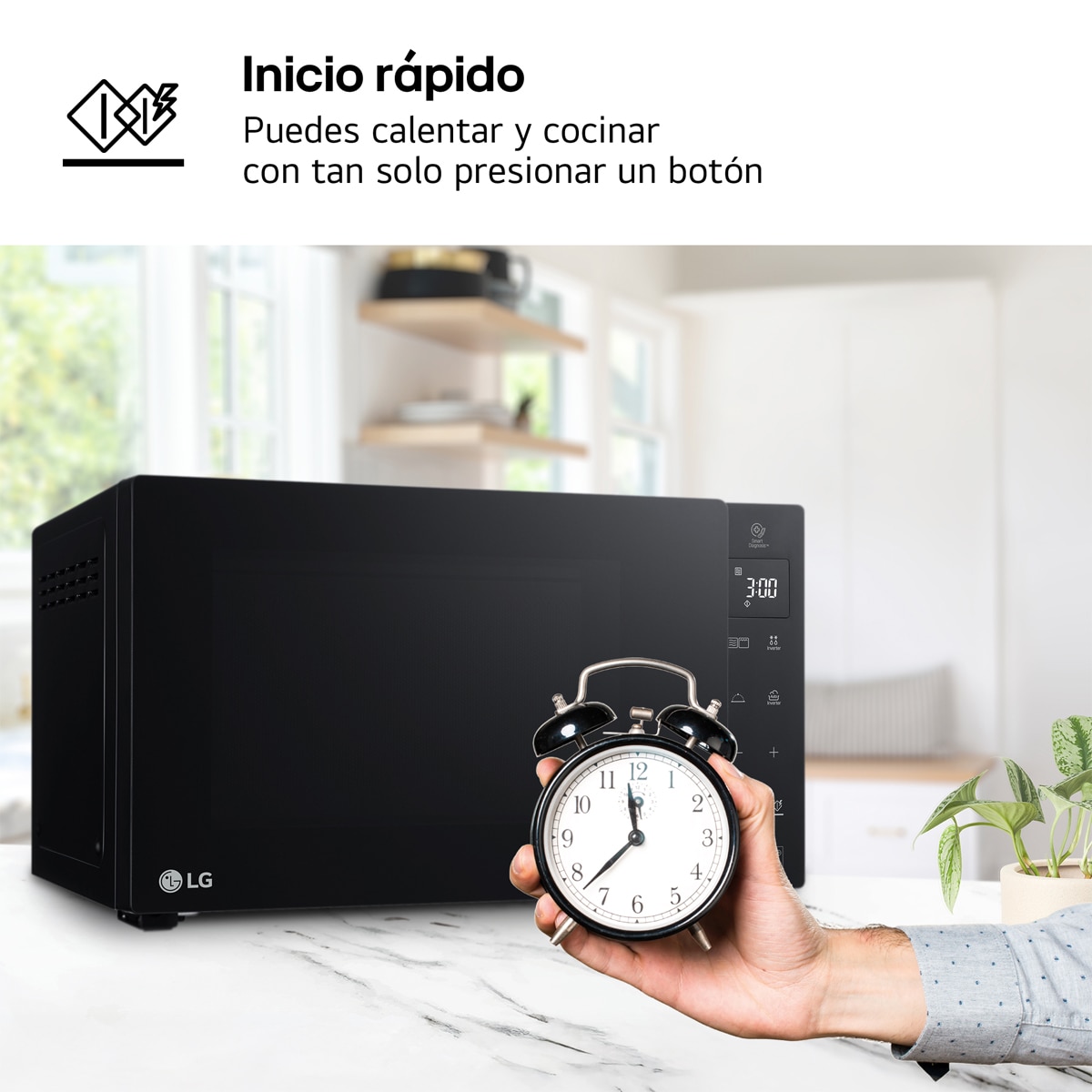 Microondas LG 25 litros, grill, 1.000 w y Smart Inverter - MH6535GDS Negro-11