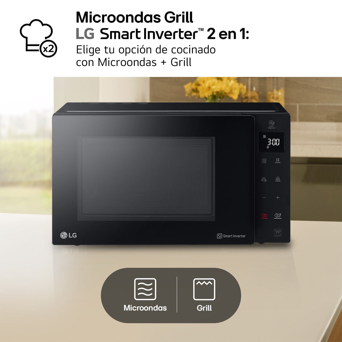 Microondas  LG 23 litros, grill y 1.000 w - MH6336GIB Negro-5