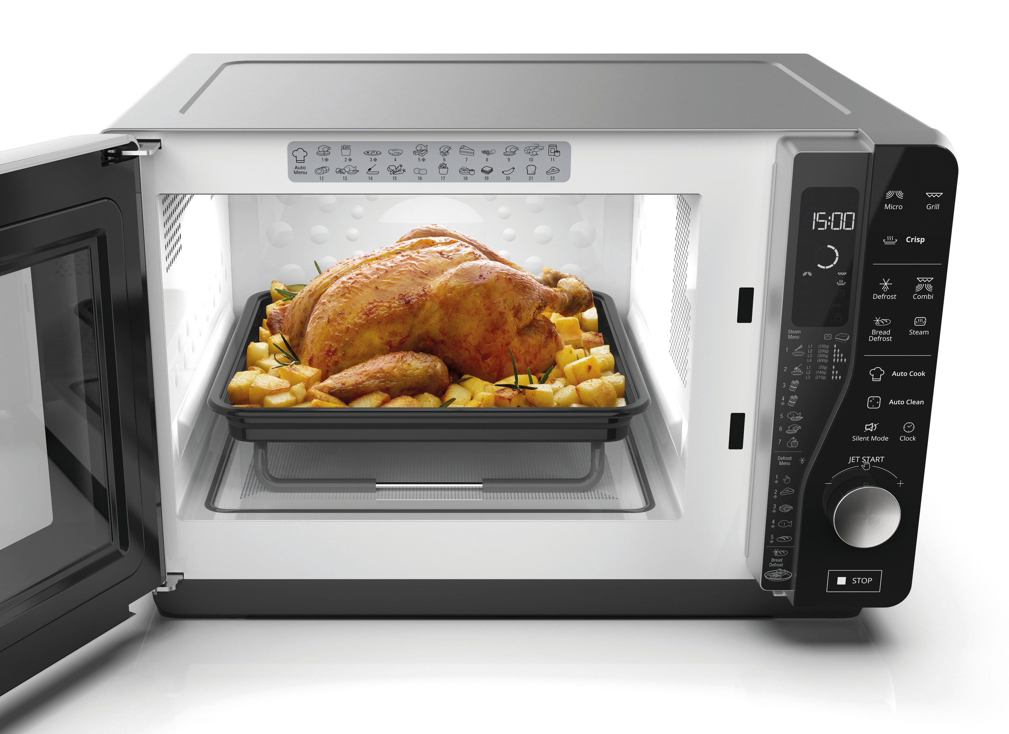 Microondas Whirlpool 25 litros y grill - MWF 427 SL Silver / Negro-6