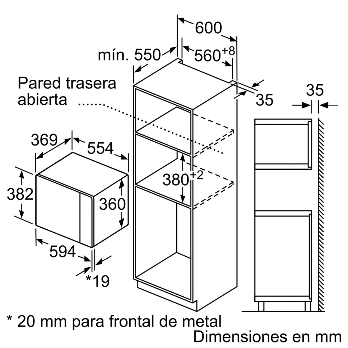 Micro-ondas Encastrável com Grill Bosch BEL554MB0 de 25 Litros - Preto Preto-6