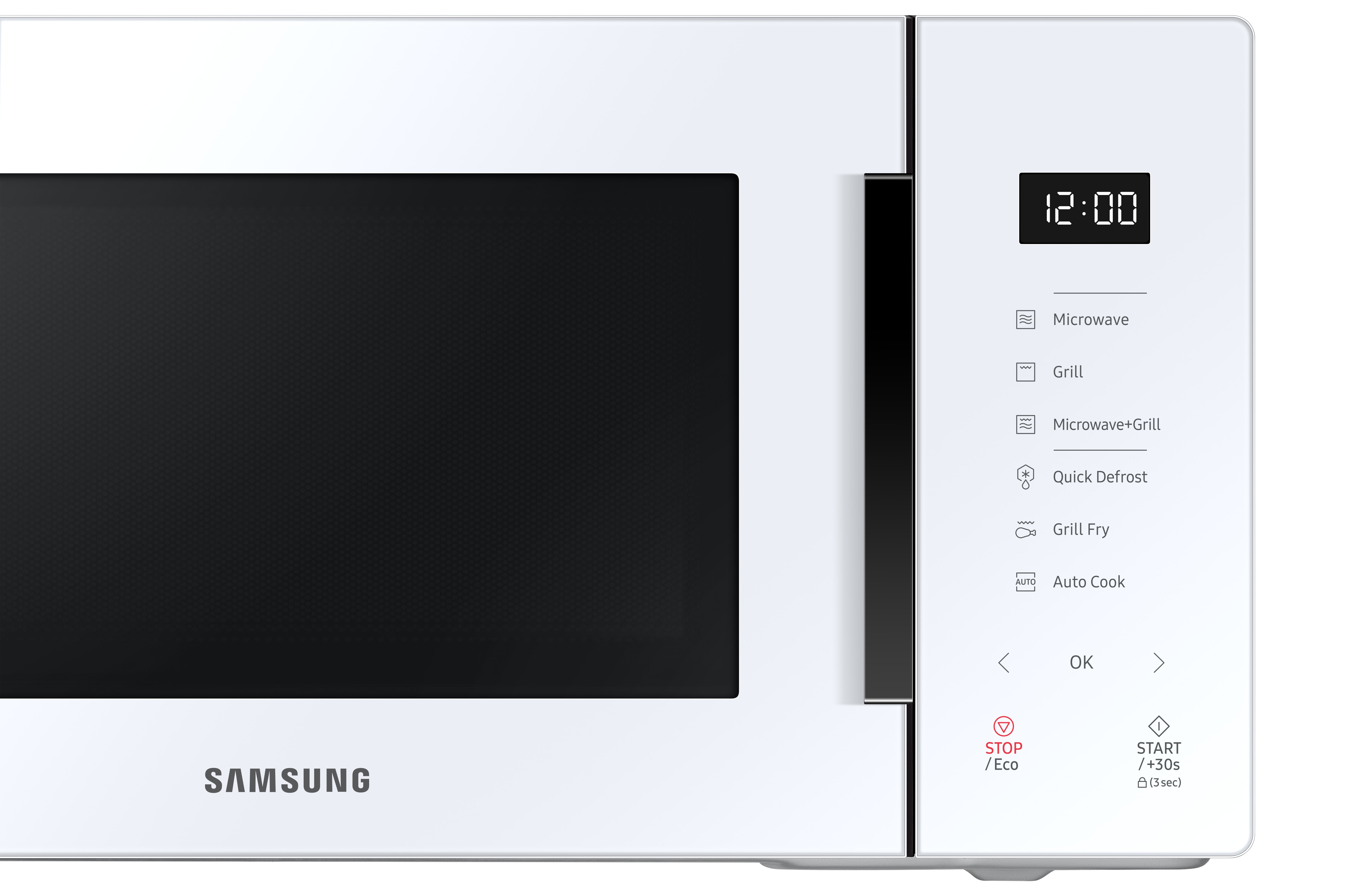 Microondas Samsung 23 litros y grill - MG23T5018CW/EC - Cristal blanco Cristal blanco-4