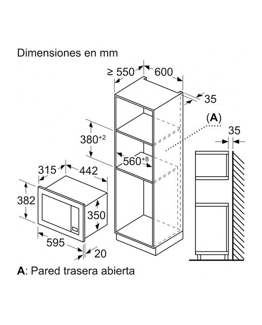 Micro-ondas Encastrável Balay 3CG6142X3 de 800 W e Capacidade de 20 L - Inox Inox-5