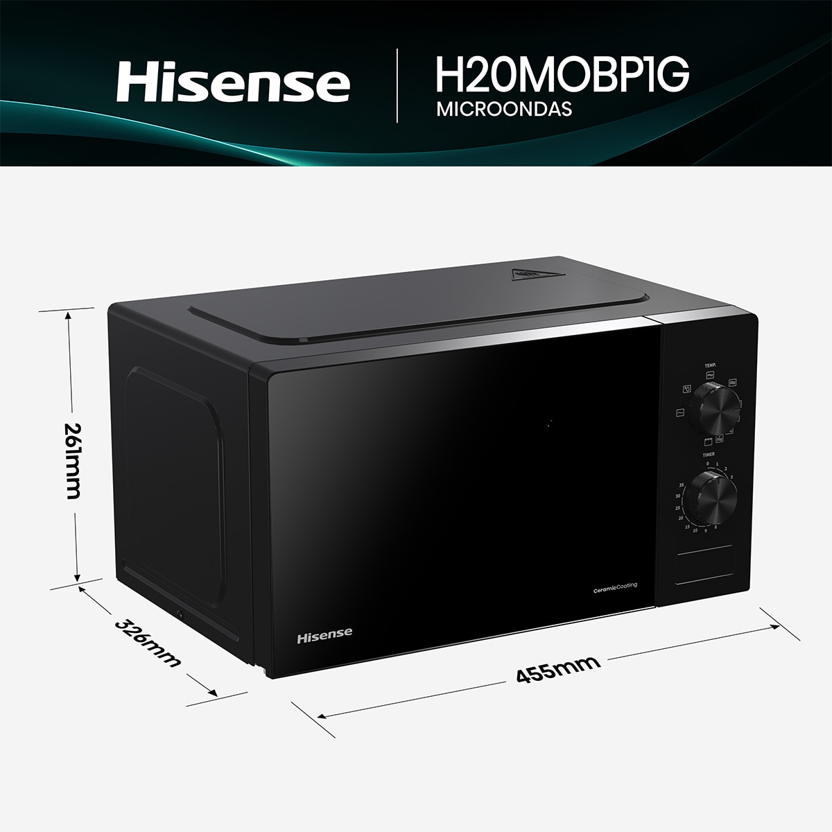 Microondas Hisense H20MOBP1G con grill y capacidad de 20 litros Negro-2