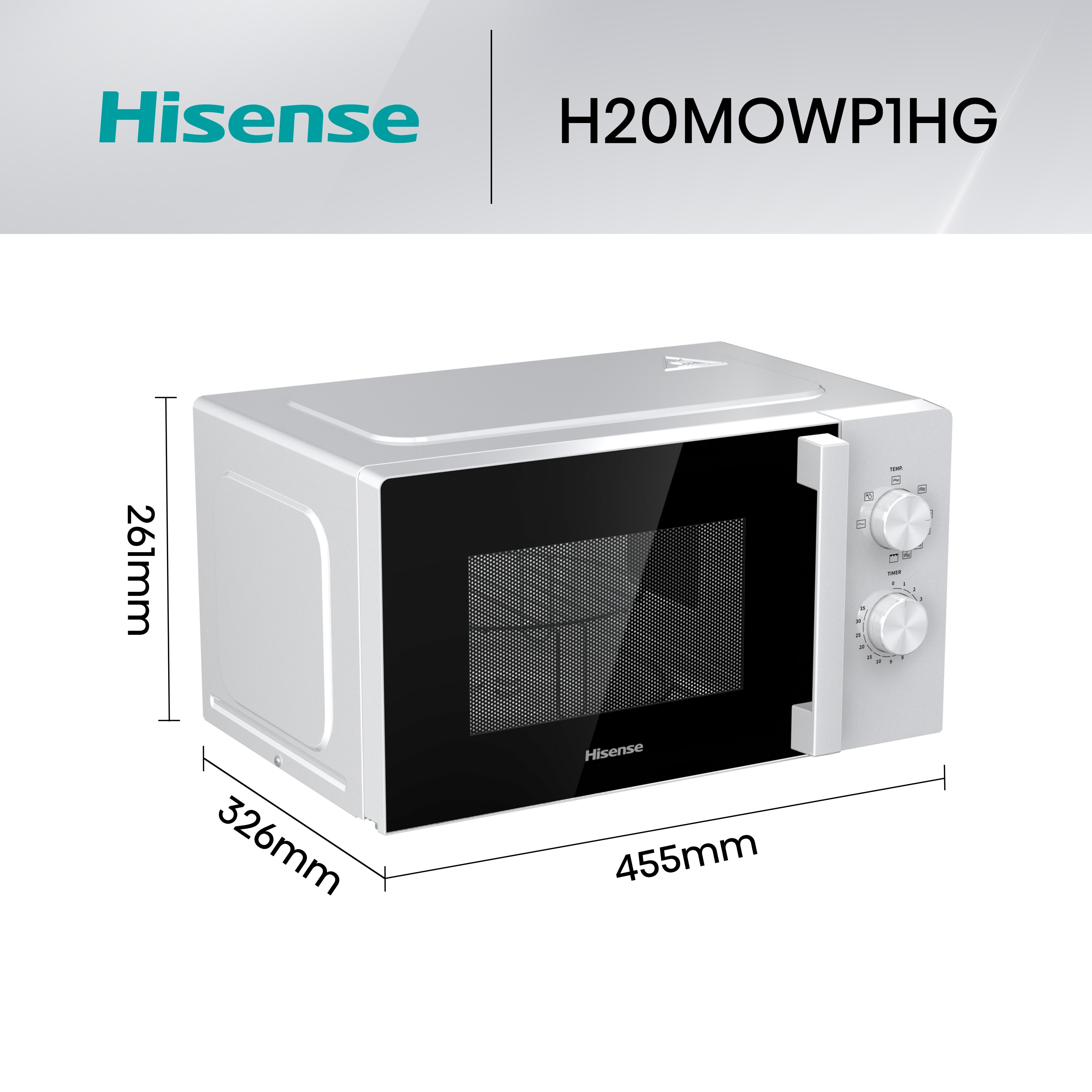 Microondas Hisense con capacidad de 20 litros y con grill - H20MOWP1HG Blanco-3