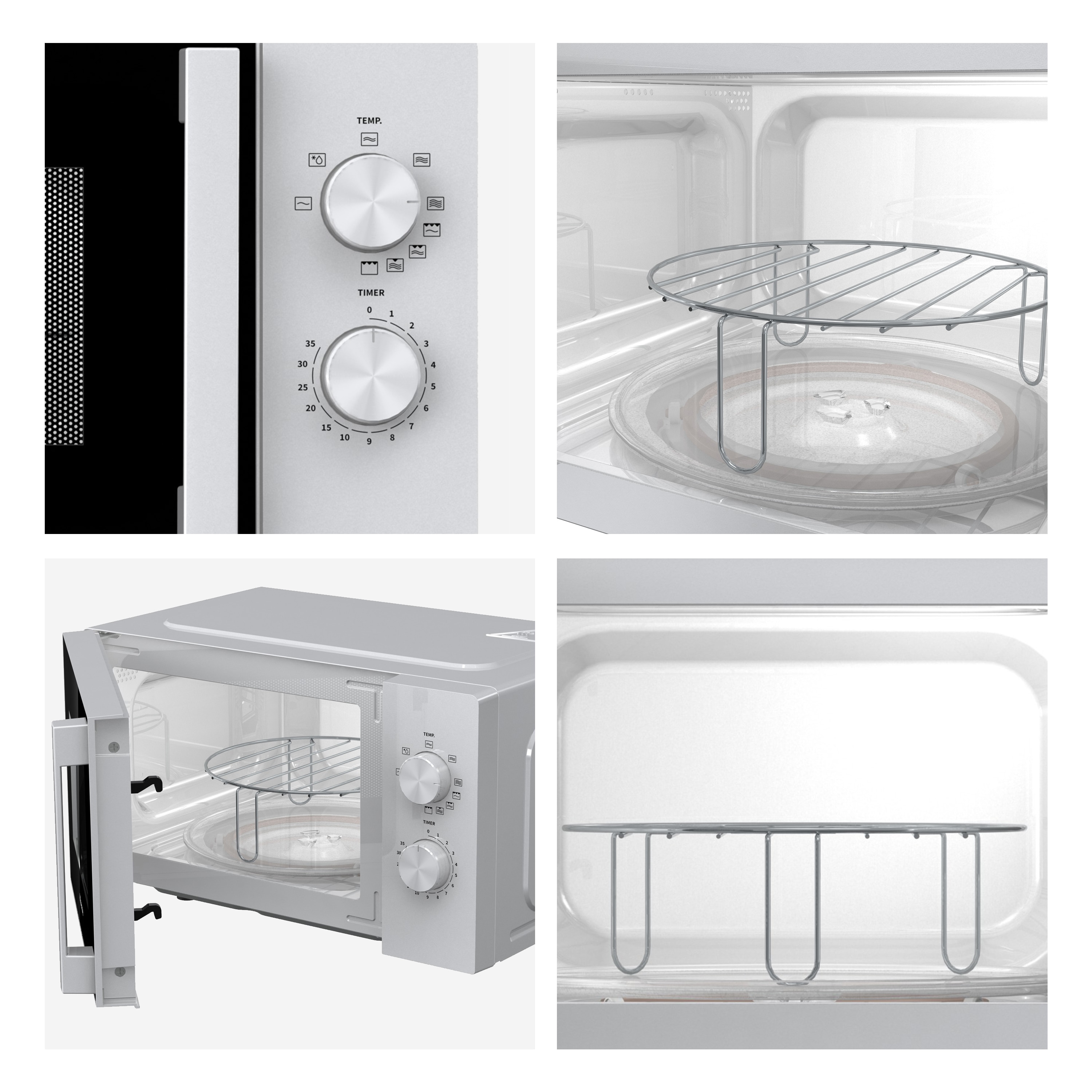 Microondas Hisense con capacidad de 20 litros y con grill - H20MOWP1HG Blanco-5