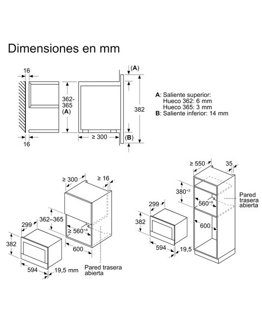 Micro-ondas Encastrável Bosch Serie 8 BFL7221B1 de 21 Litros - Preto Branco-2