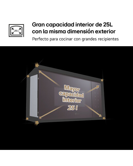 Micro-ondas Encastrável com Grill LG MGBZ2593F de 25 Litros - Preto Vidro preto-3