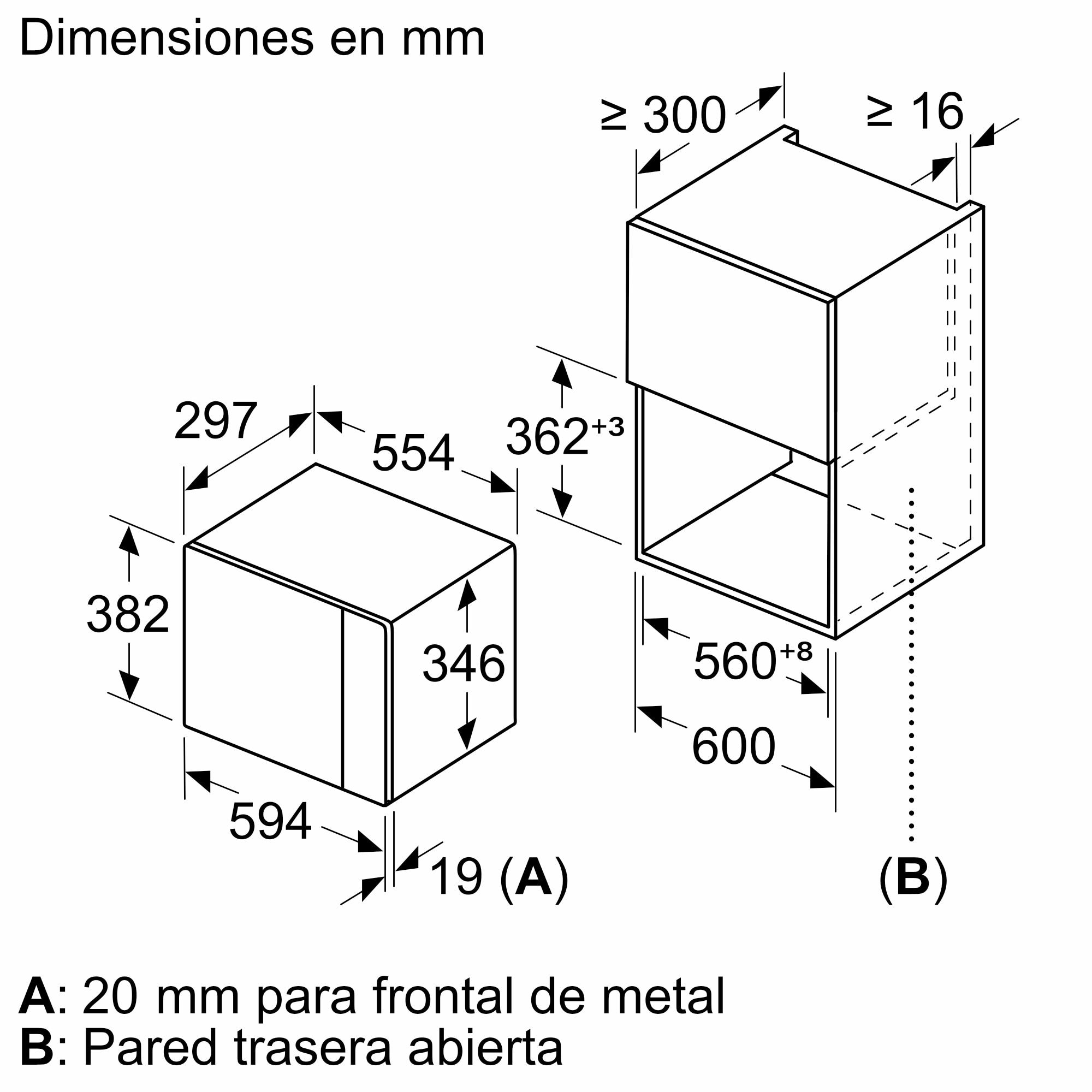 Micro-ondas Encastrável Balay 3CP5002N3 de 20 Litros - Vidro Preto Vidro preto-2