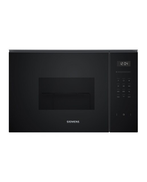Micro-ondas com Grill Encastrável Siemens iQ300 BE623LMB3 Hidrolítico de 800 W e Capacidade de 20 Litros - Preto Vidro preto-1