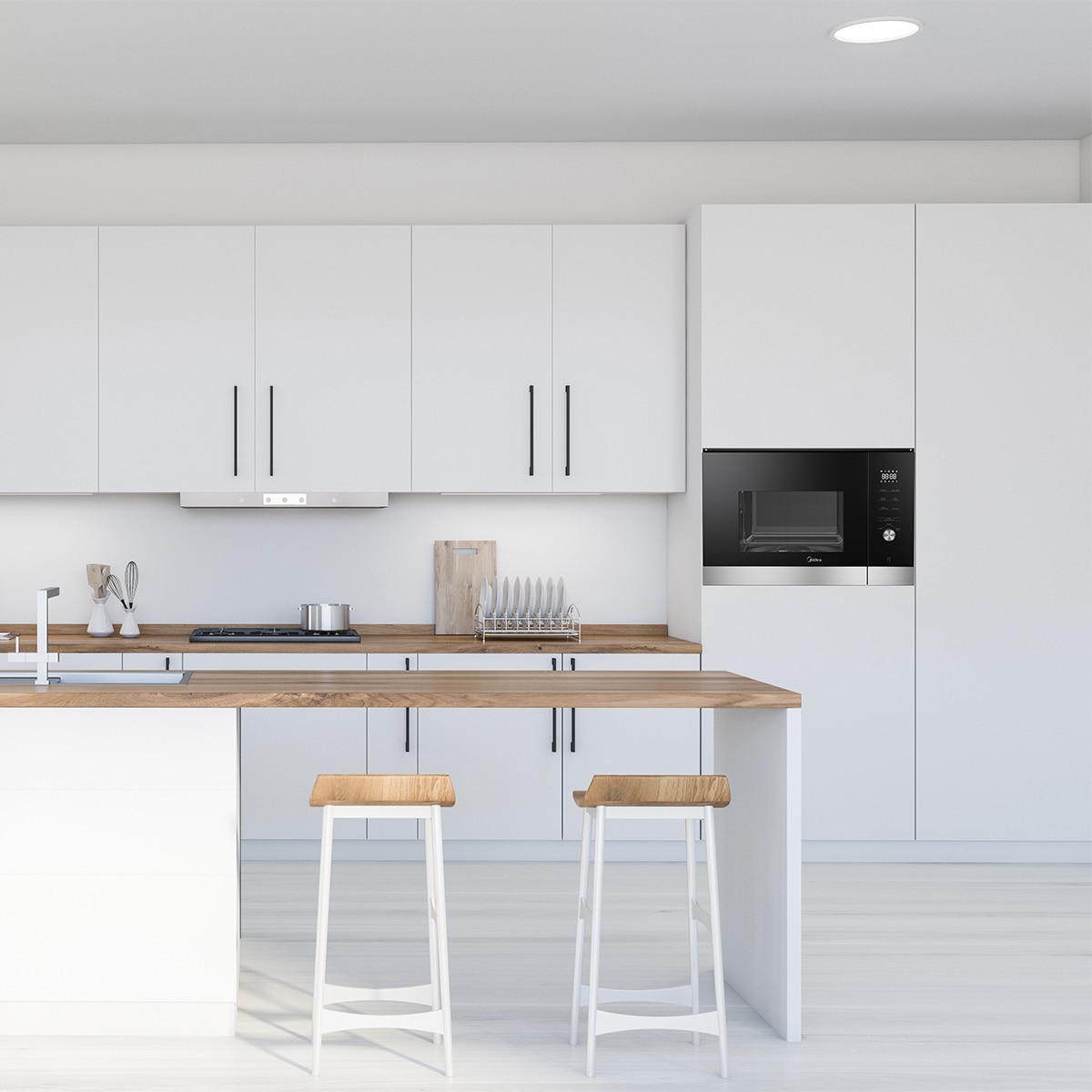 Micro-ondas com Grill Encastrável Midea MBMTG925E-X Inverter e de 25 Litros - Inox e Vidro Preto Vidro preto-9