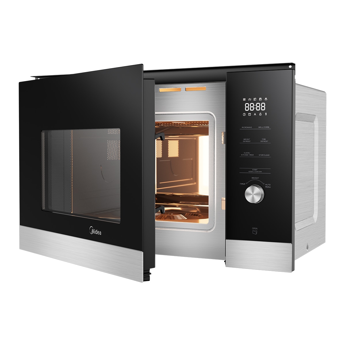 Micro-ondas com Grill Encastrável Midea MBMTG925E-X Inverter e de 25 Litros - Inox e Vidro Preto Vidro preto-12