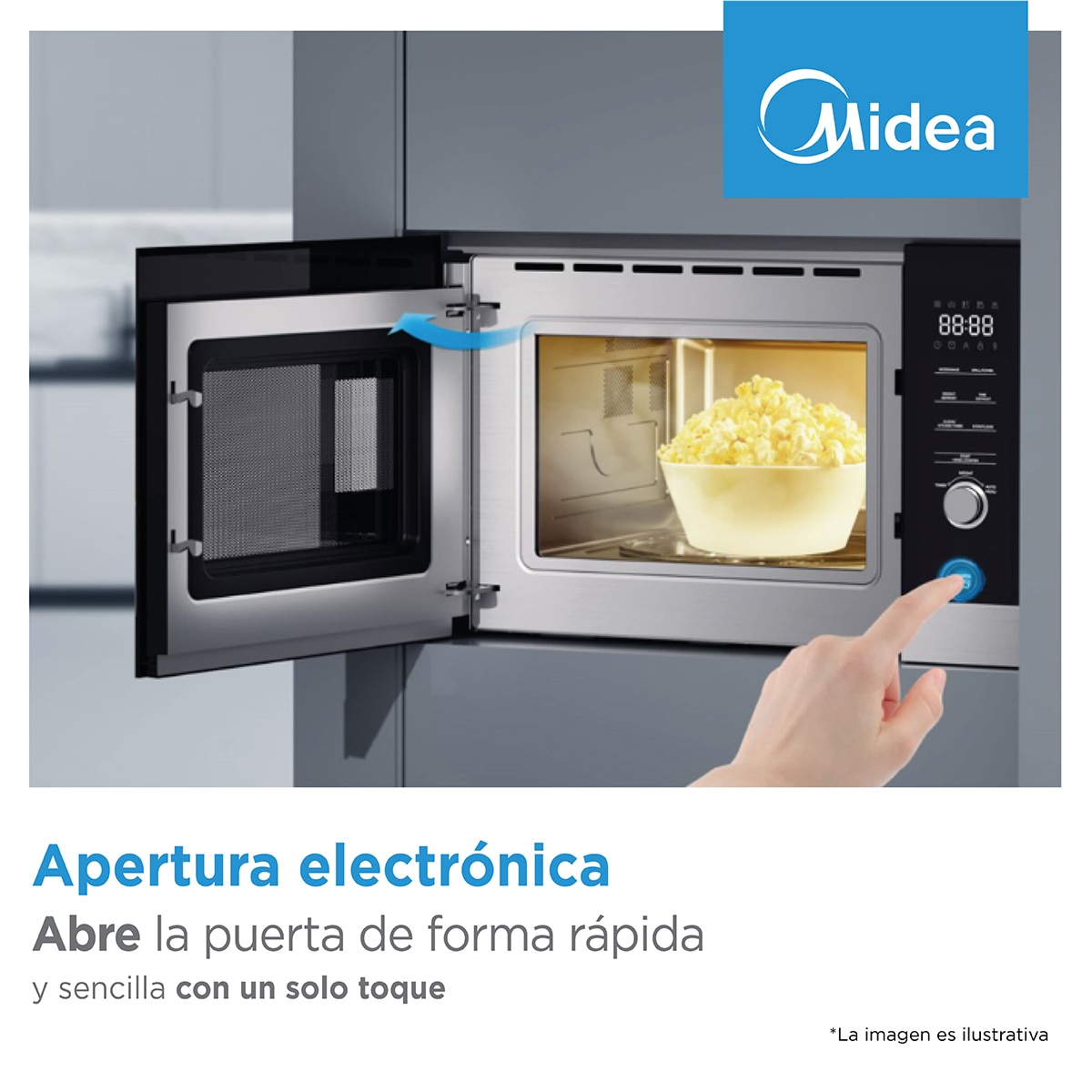 Micro-ondas com Grill Encastrável Midea MBMTG925E-X Inverter e de 25 Litros - Inox e Vidro Preto Branco-7