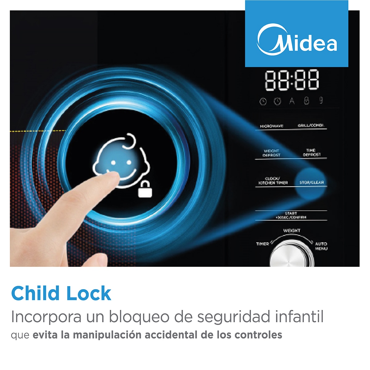 Micro-ondas com Grill Encastrável Midea MBMTG925E-X Inverter e de 25 Litros - Inox e Vidro Preto Branco-8
