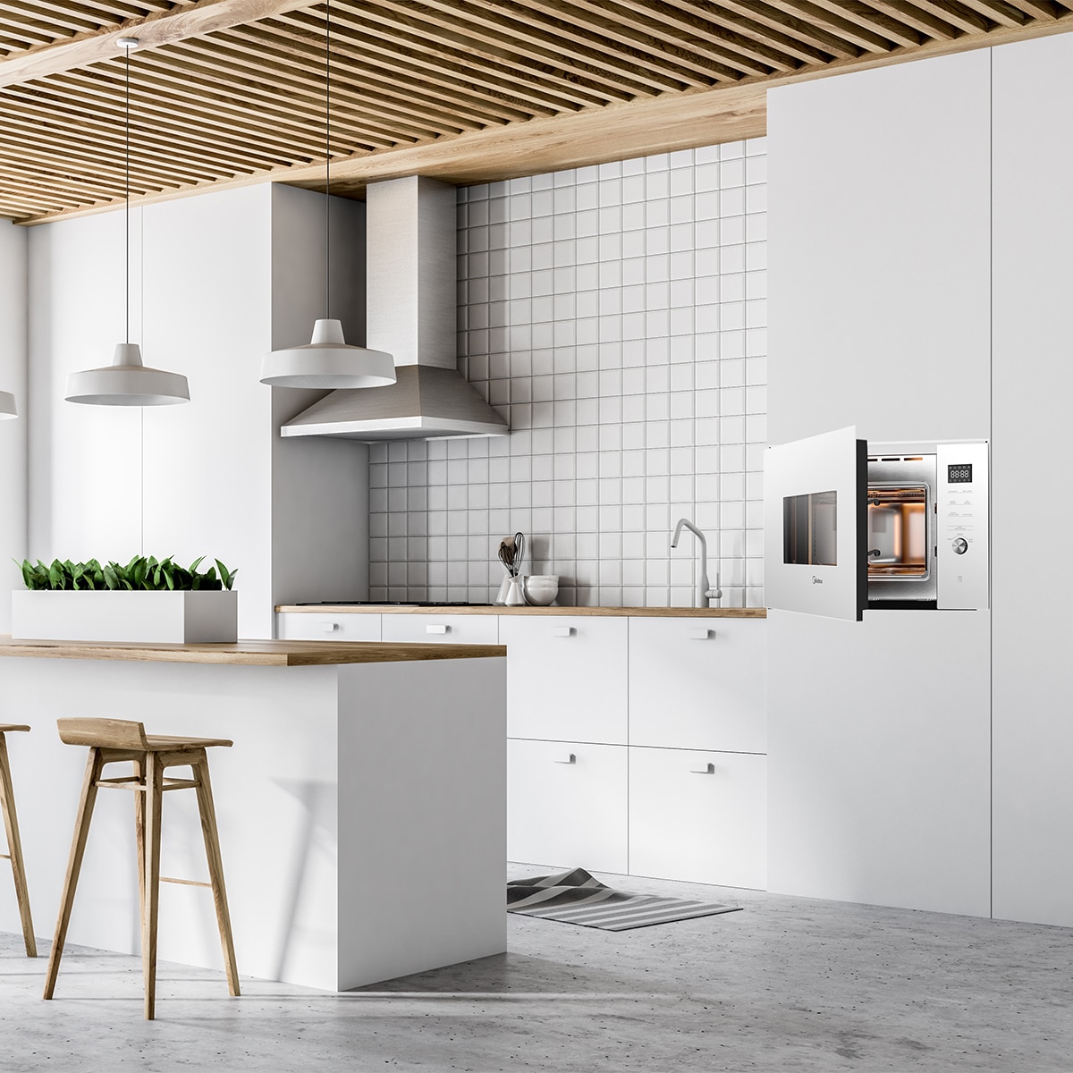 Micro-ondas com Grill Encastrável Midea MBMTG925E-X Inverter e de 25 Litros - Inox e Vidro Preto Branco-10