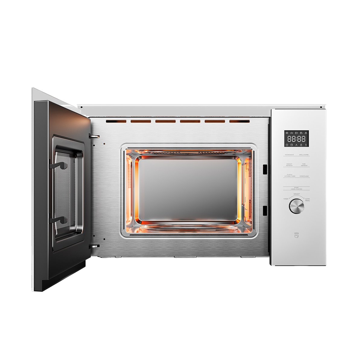 Micro-ondas com Grill Encastrável Midea MBMTG925E-X Inverter e de 25 Litros - Inox e Vidro Preto Branco-13