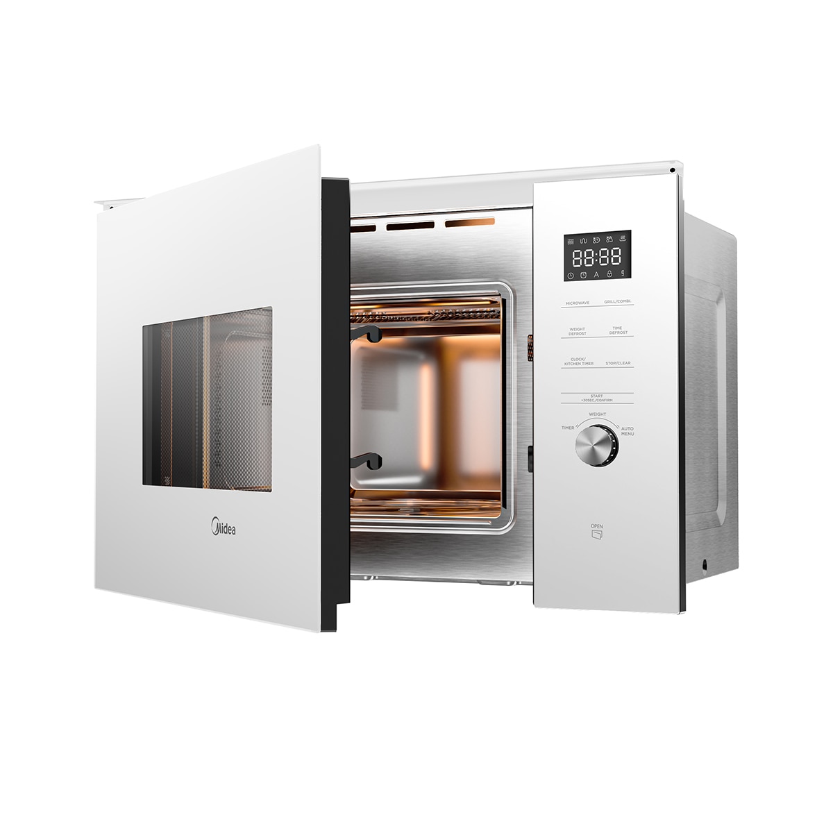 Micro-ondas com Grill Encastrável Midea MBMTG925E-X Inverter e de 25 Litros - Inox e Vidro Preto Branco-14