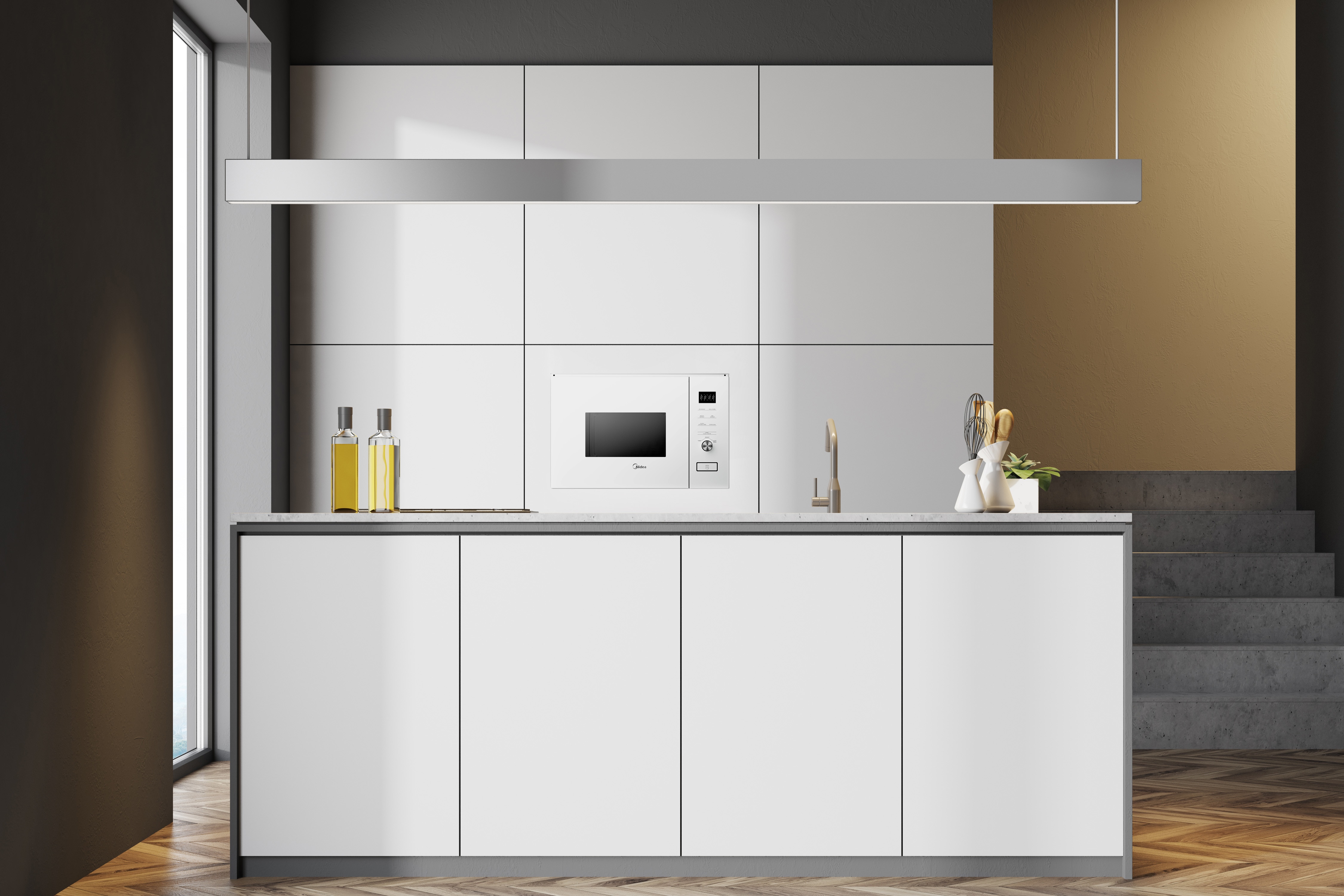 Micro-ondas com Grill Encastrável Midea MBMTG820H-X de 20 Litros - Inox e Vidro Preto Branco-3
