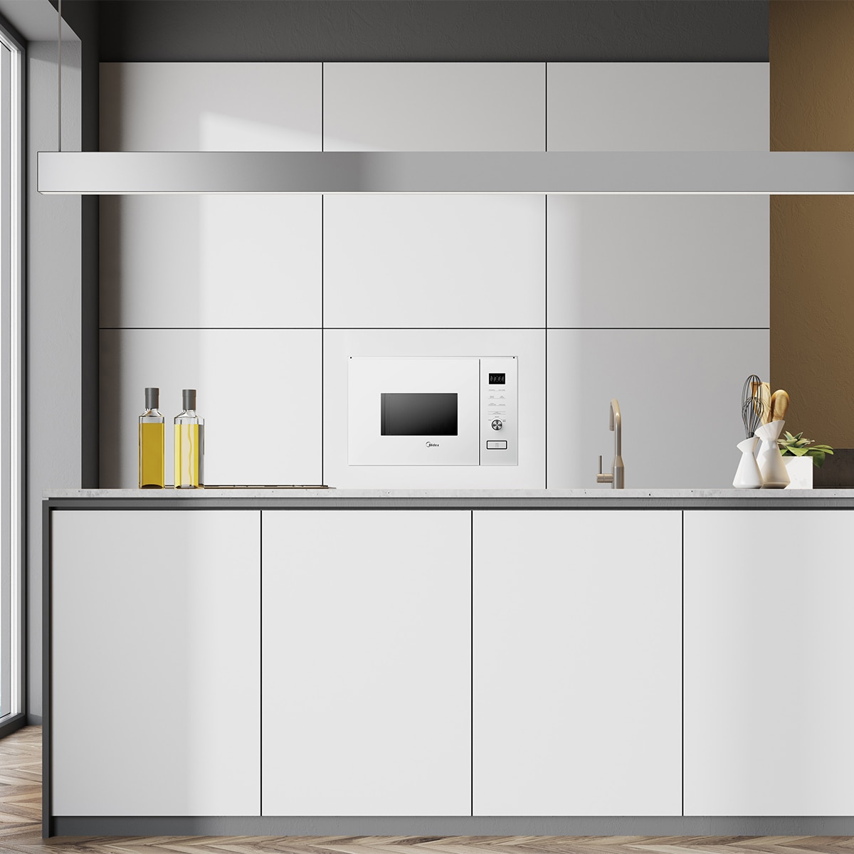 Micro-ondas com Grill Encastrável Midea MBMTG820H-X de 20 Litros - Inox e Vidro Preto Branco-9