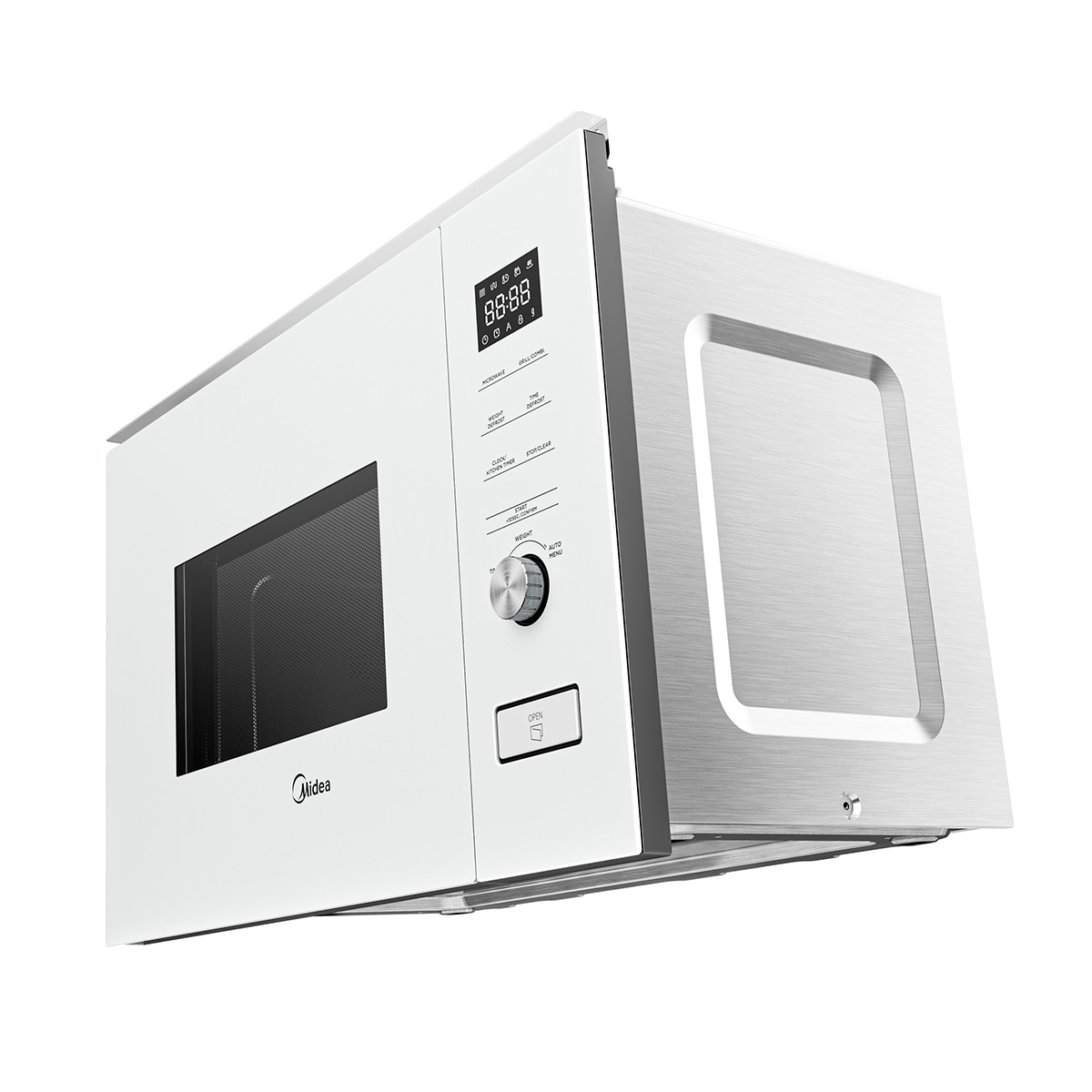 Micro-ondas com Grill Encastrável Midea MBMTG820H-X de 20 Litros - Inox e Vidro Preto Branco-10