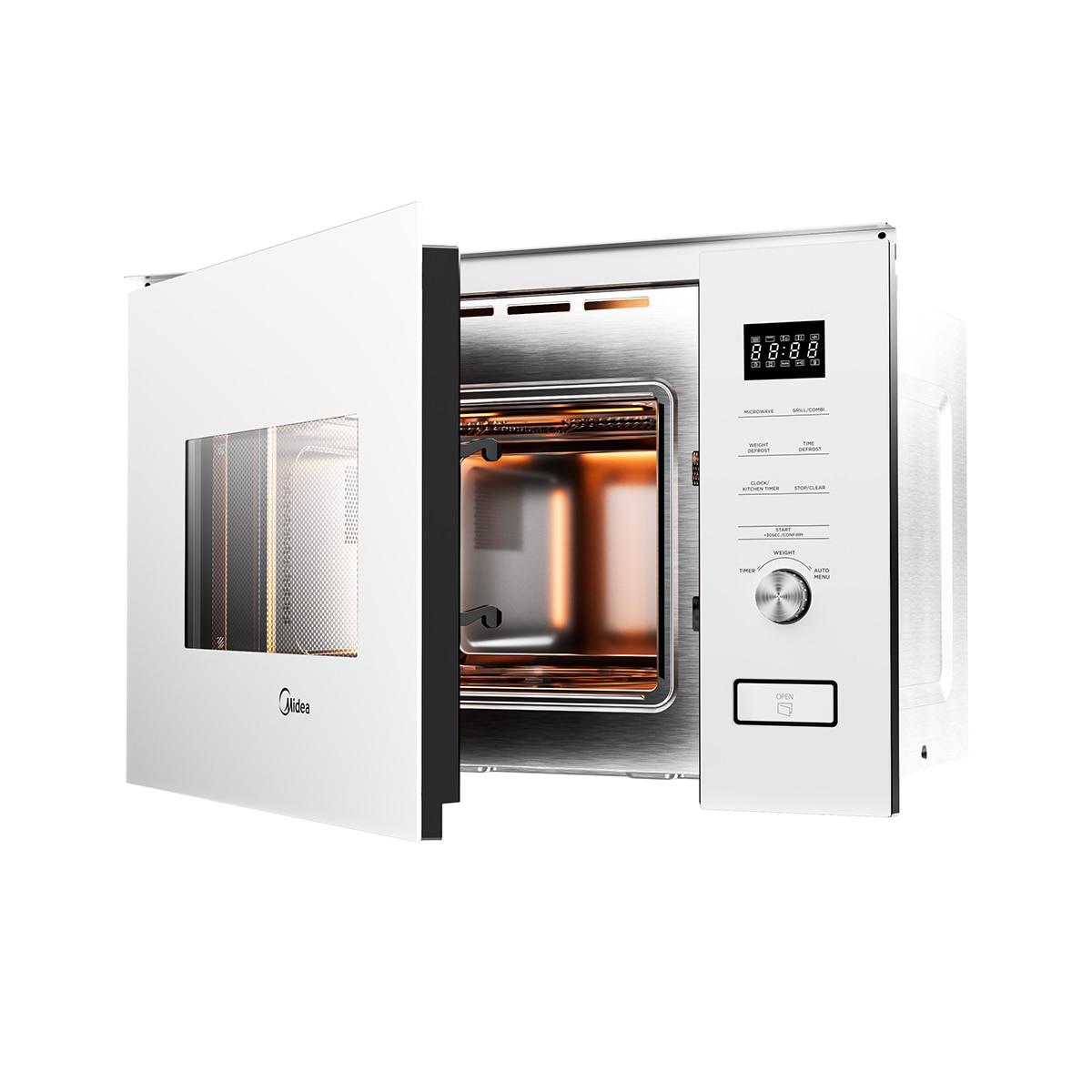 Micro-ondas com Grill Encastrável Midea MBMTG820H-X de 20 Litros - Inox e Vidro Preto Branco-12