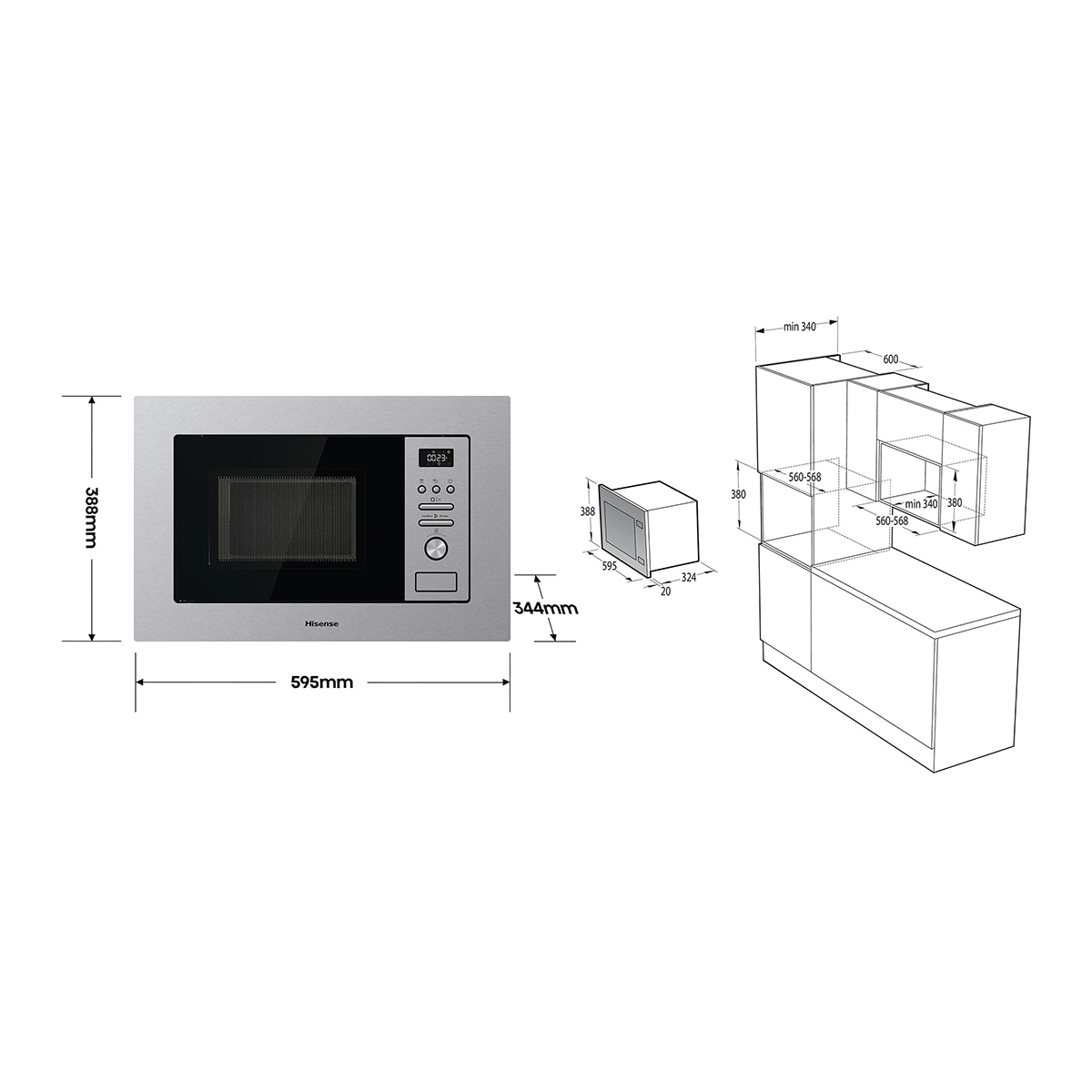Microondas integrable Hisense 20 litros y grill - BIM320G41X - Inox Inox-2