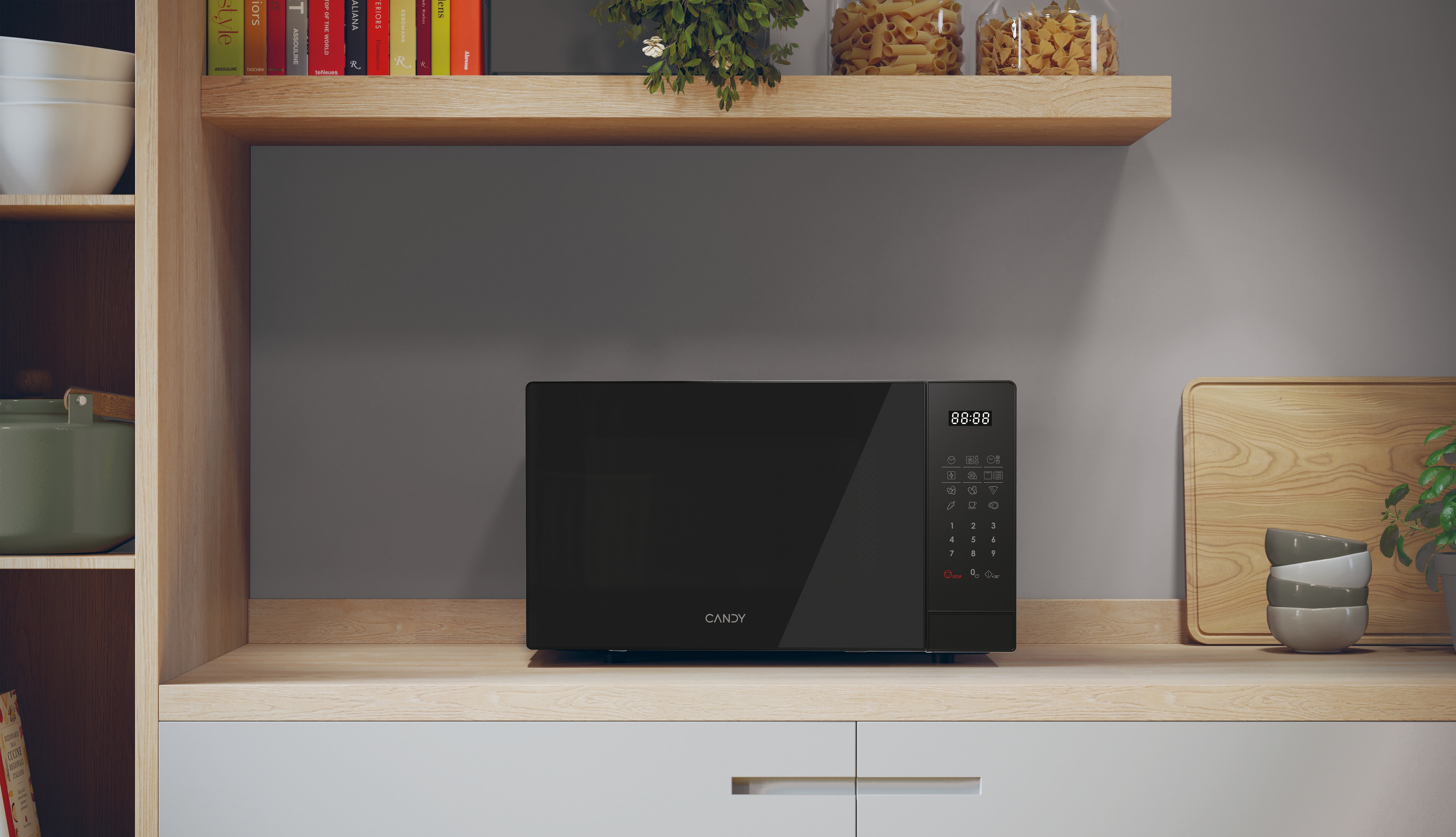 Microondas libre instalación Candy, capacidad de 20 litros, con grill - CMGA20W8STB Negro-4