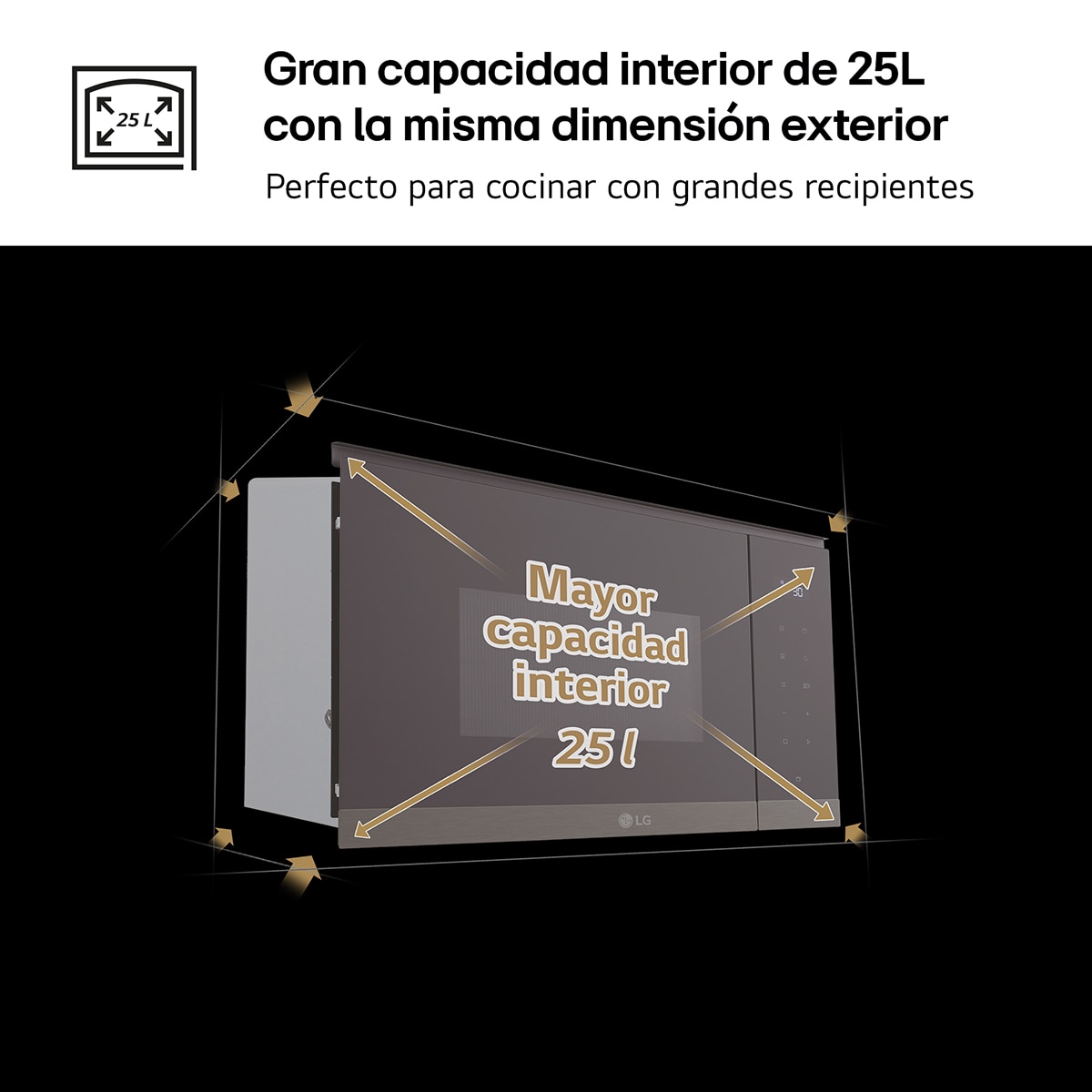 Microondas integrable LG de 25 litros y con grill - MG7Z2593 - Cristal negro Cristal negro-3