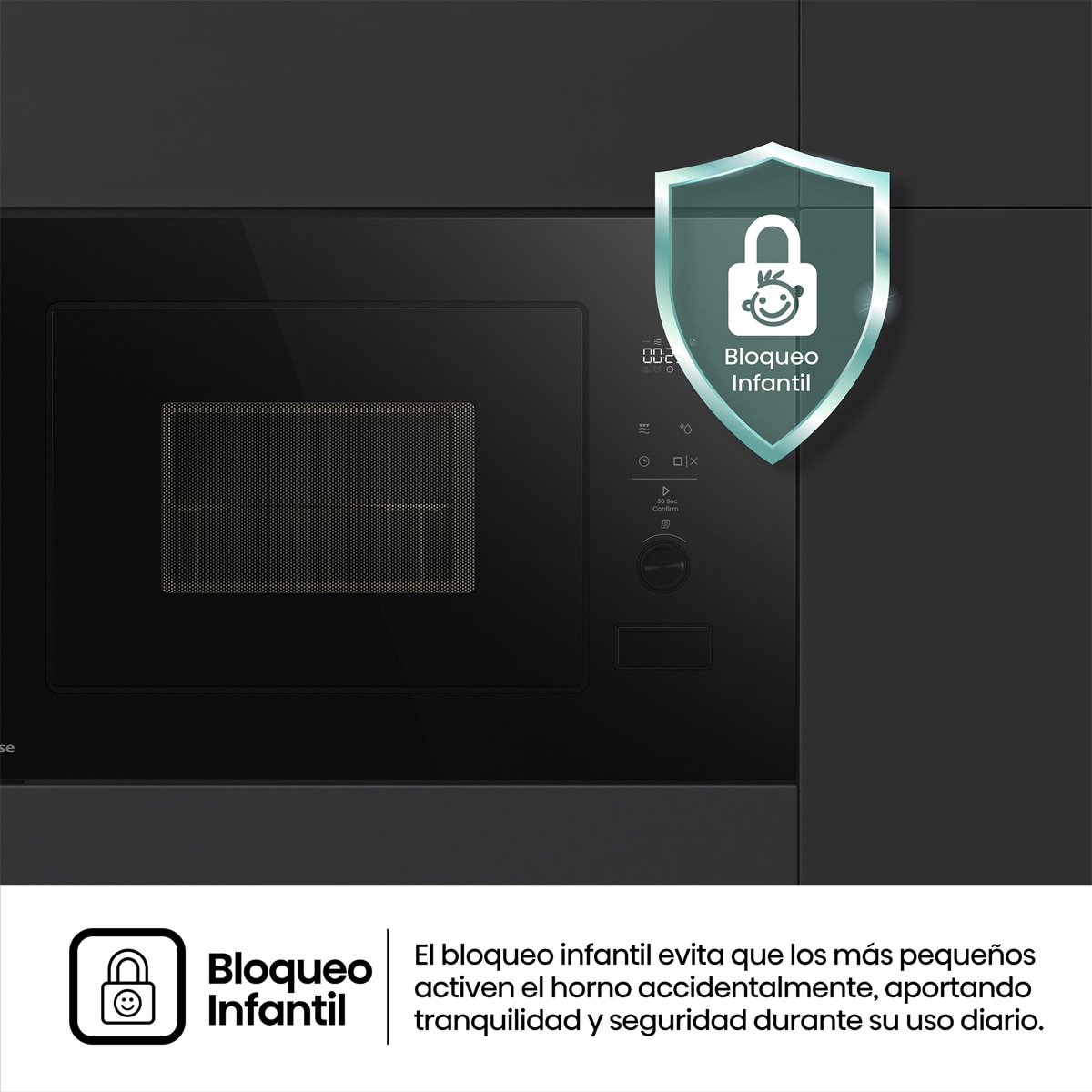 Microondas integrable Hisense 20 litros y grill - BIM320G52BG - Cristal negro Cristal negro-6