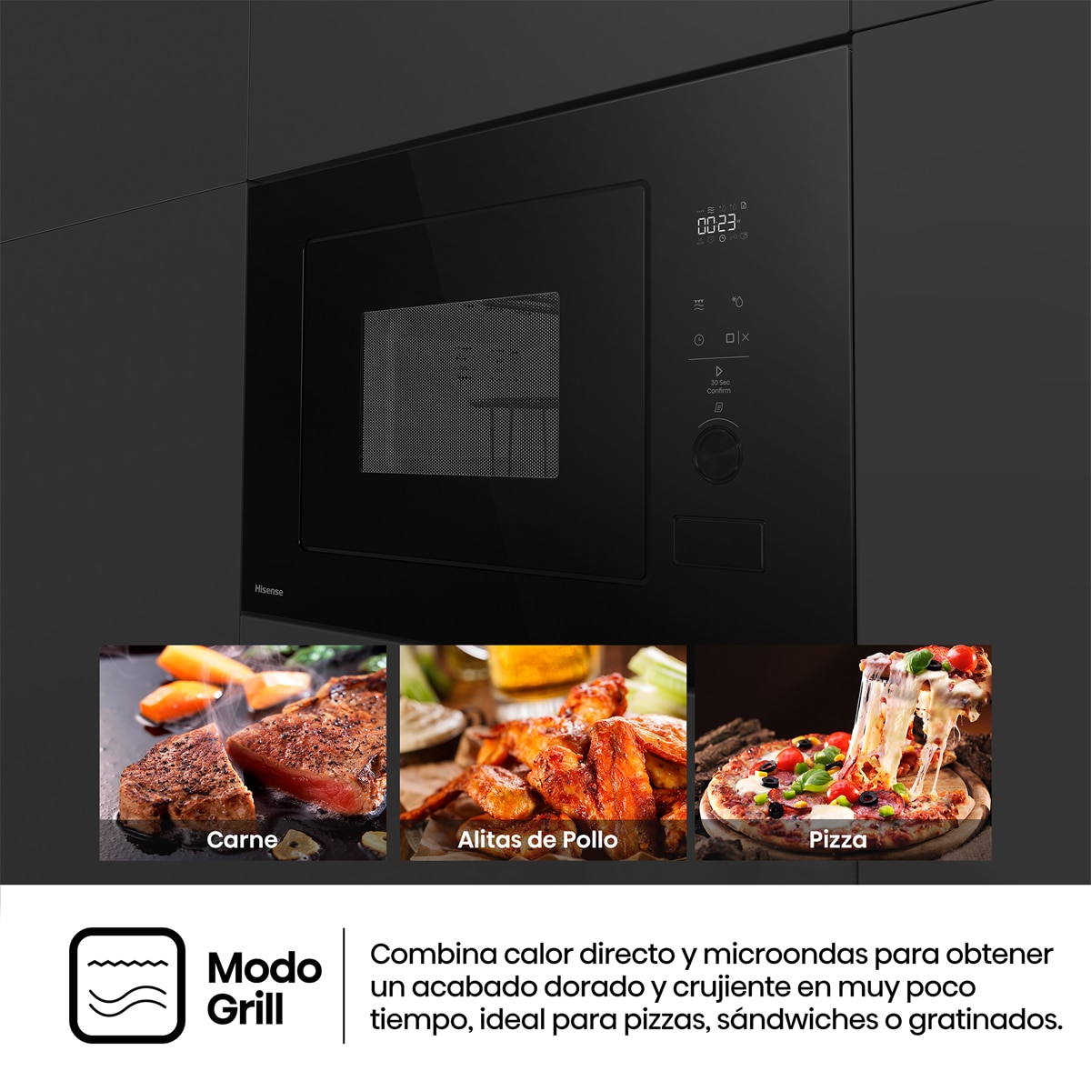 Microondas integrable Hisense 20 litros y grill - BIM320G52BG - Cristal negro Cristal negro-7